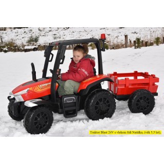 Elektrický traktor Blast s kabínou a vlekom 24V, 2x200W