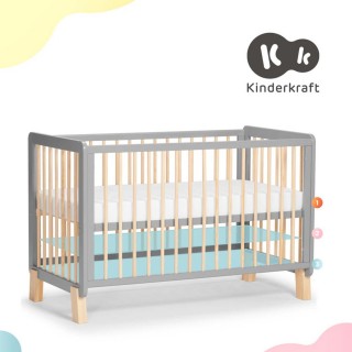 KINDERKRAFT Postieľka drevená so zábranou Lunky Grey