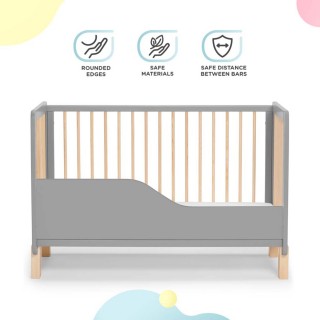 KINDERKRAFT Postieľka drevená so zábranou Lunky Grey