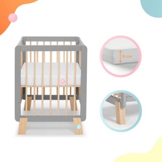 KINDERKRAFT Postieľka drevená so zábranou Lunky Grey