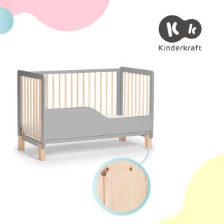 KINDERKRAFT Postieľka drevená so zábranou Lunky Grey