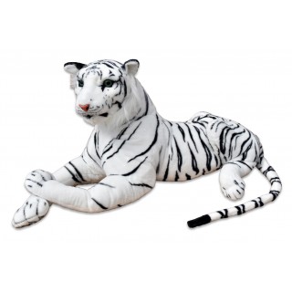 Veľký plyšový tiger ležiaci biely