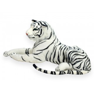 Veľký plyšový tiger ležiaci biely