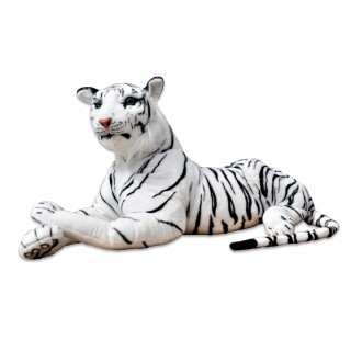 Veľký plyšový tiger ležiaci biely