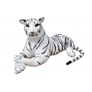 Veľký plyšový tiger ležiaci biely