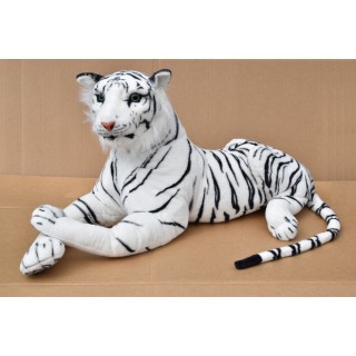 Veľký plyšový tiger ležiaci biely