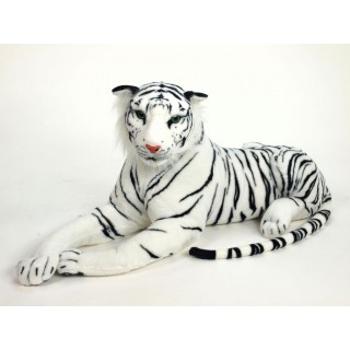 Veľký plyšový tiger ležiaci biely