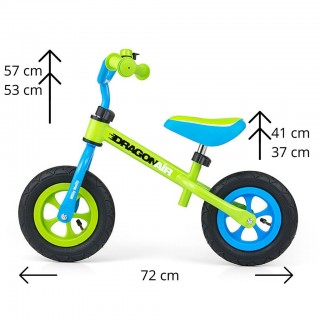 Detské odrážadlo kolo Milly Mally Dragon Air green