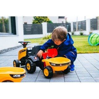 Odrážadlo JCB traktor 215 s vozíkom a náradím