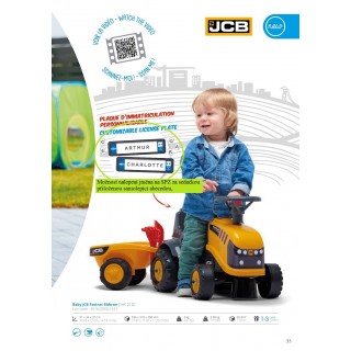Odrážadlo JCB traktor 215 s vozíkom a náradím