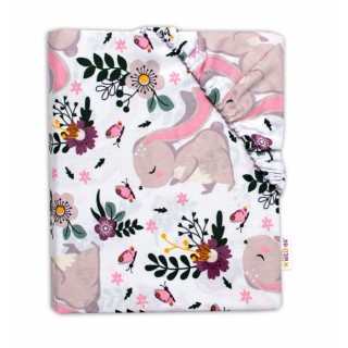 Detské bavlnené prestieradlo do postieľky - Zajačiky na lúke