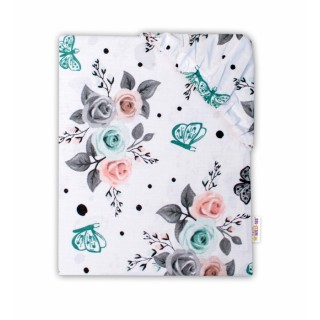 Detské bavlnené prestieradlo do postieľky - Ružičky