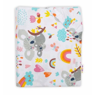 Detské bavlnené prestieradlo do postieľky - Koala a dúha