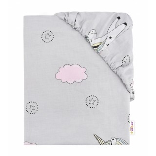 Detské bavlnené prestieradlo do postieľky - Jednorožec ružový