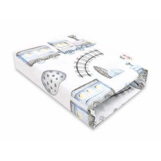 Detské bavlnené prestieradlo do postieľky - Vláčik modrý