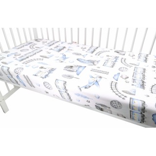 Detské bavlnené prestieradlo do postieľky - Vláčik modrý