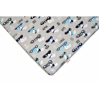 Detské bavlnené prestieradlo do postieľky - Veselé závody - sivé