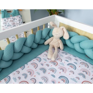 Mantinel pletený vrkoč Vafel Dúha - mätová