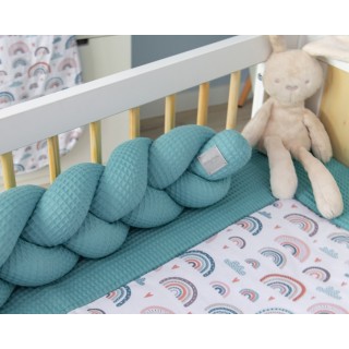 Mantinel pletený vrkoč Vafel Dúha - mätová