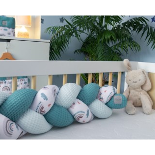 Mantinel pletený vrkoč Vafel - bavlna LUX Dúha - mätová