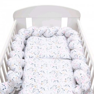 Ochranný mantinel do postieľky vrkoč New Baby Jarabinačky sivo-biely