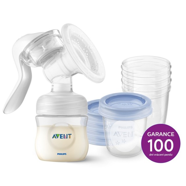 Philips AVENT Odsávačka materského mlieka manuálna + VIA 180 ml 5 ks