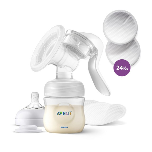 Philips AVENT Odsávačka mlieka manuálna + Vložky do podprsenky 24 ks