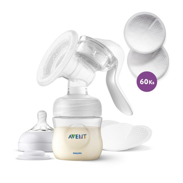 Philips AVENT Odsávačka mlieka manuálna + Vložky do podprsenky 60 ks