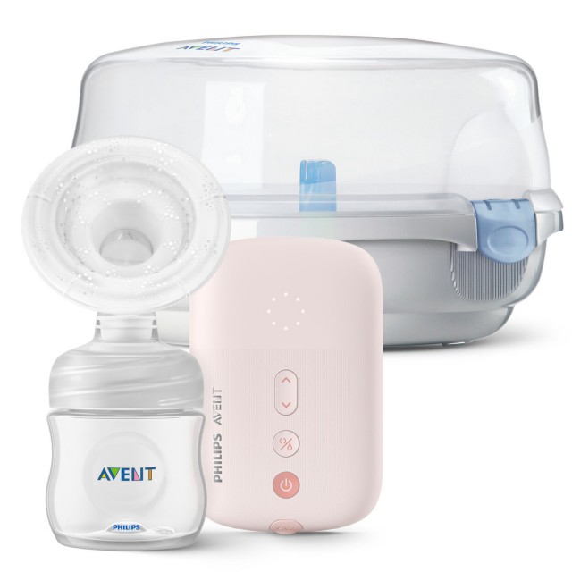 Philips AVENT Odsávačka materského mlieka elektronická SCF395 + Sterilizátor do mikrovlnnej rúry