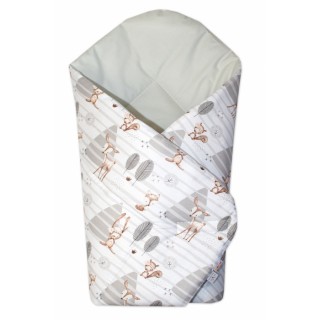 Bavlnená novorodenecká zavinovačka Zvieratká v lese - sivá