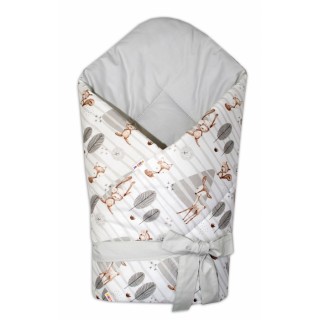 Obojstranná zavinovačka so stuhou Zvieratká v lese - šedá