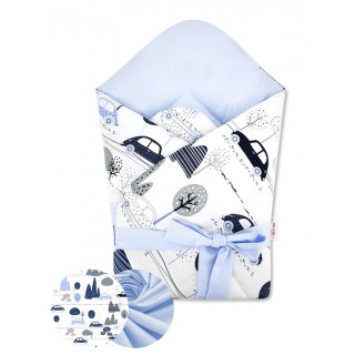 Novorodenecká zavinovačka Auta v aleji - modrá