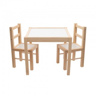 Detský drevený stôl so stoličkami New Baby PRIMA prírodný