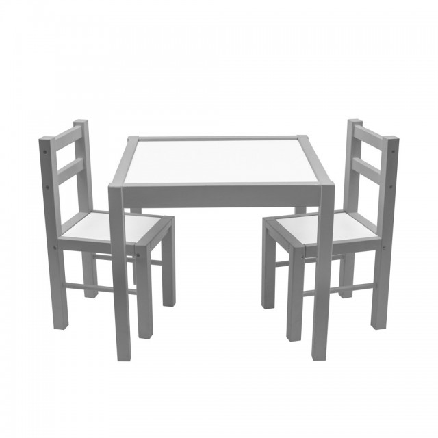 Detský drevený stôl so stoličkami New Baby PRIMA sivý