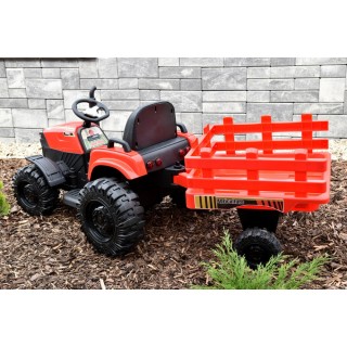 Traktor Agricultur farm s vlekom 2,4G, 24V / 2x200W, červený