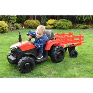 Traktor Agricultur farm s vlekom 2,4G, 24V / 2x200W, červený