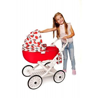 Červený kočík pre bábiky Jasmine Kids Maková panenka 01