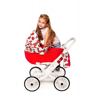 Červený kočík pre bábiky Jasmine Kids Maková panenka 01