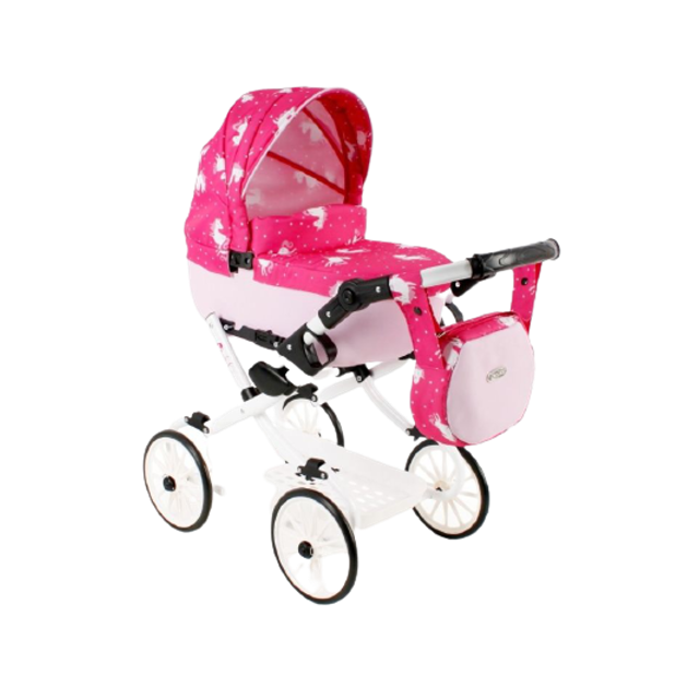Kočiarik pre bábiku Jasmine Kids V4 ružový s jednorožcom