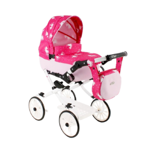 Kočiarik pre bábiku Jasmine Kids V4 ružový s jednorožcom